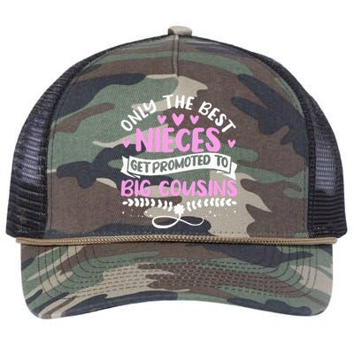 Only The Best Nieces Get Promoted To Big Cousins Family Retro Rope Trucker Hat Cap