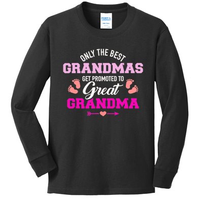 Only The Best Grandmas Get Promoted To Great Grandma TShirt Kids Long Sleeve Shirt