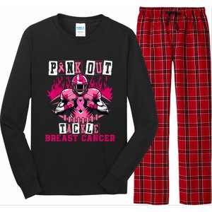 Out Tackle Breast Cancer Awareness Usa Football Mom Long Sleeve Pajama Set