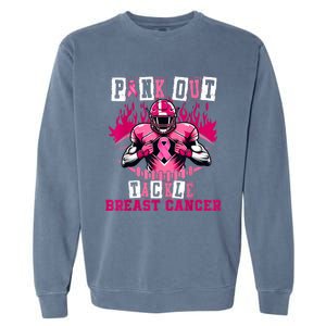 Out Tackle Breast Cancer Awareness Usa Football Mom Garment-Dyed Sweatshirt