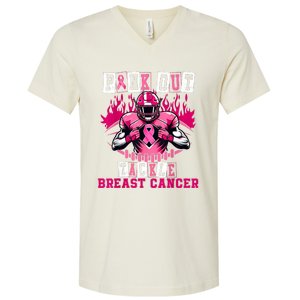 Out Tackle Breast Cancer Awareness Usa Football Mom V-Neck T-Shirt