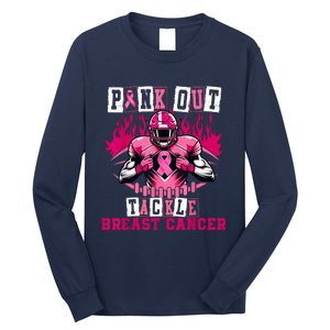 Out Tackle Breast Cancer Awareness Usa Football Mom Long Sleeve Shirt