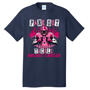 Out Tackle Breast Cancer Awareness Usa Football Mom Tall T-Shirt