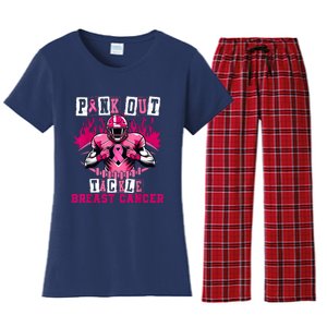 Out Tackle Breast Cancer Awareness Usa Football Mom Women's Flannel Pajama Set