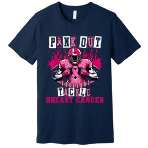 Out Tackle Breast Cancer Awareness Usa Football Mom Premium T-Shirt