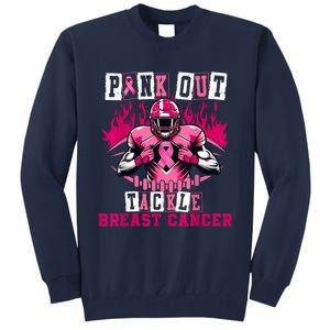 Out Tackle Breast Cancer Awareness Usa Football Mom Tall Sweatshirt