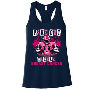 Out Tackle Breast Cancer Awareness Usa Football Mom Women's Racerback Tank