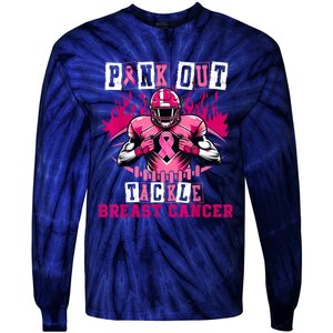 Out Tackle Breast Cancer Awareness Usa Football Mom Tie-Dye Long Sleeve Shirt