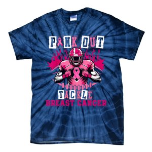 Out Tackle Breast Cancer Awareness Usa Football Mom Tie-Dye T-Shirt