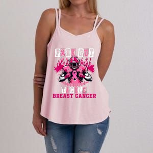 Out Tackle Breast Cancer Awareness Usa Football Mom Women's Strappy Tank