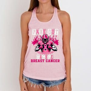 Out Tackle Breast Cancer Awareness Usa Football Mom Women's Knotted Racerback Tank