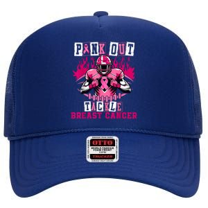 Out Tackle Breast Cancer Awareness Usa Football Mom High Crown Mesh Back Trucker Hat