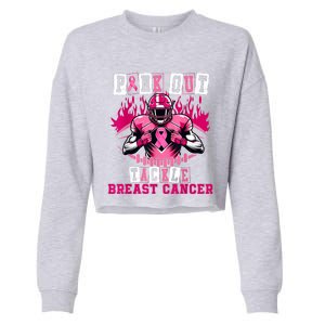 Out Tackle Breast Cancer Awareness Usa Football Mom Cropped Pullover Crew