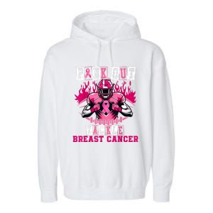 Out Tackle Breast Cancer Awareness Usa Football Mom Garment-Dyed Fleece Hoodie