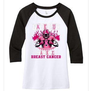 Out Tackle Breast Cancer Awareness Usa Football Mom Women's Tri-Blend 3/4-Sleeve Raglan Shirt