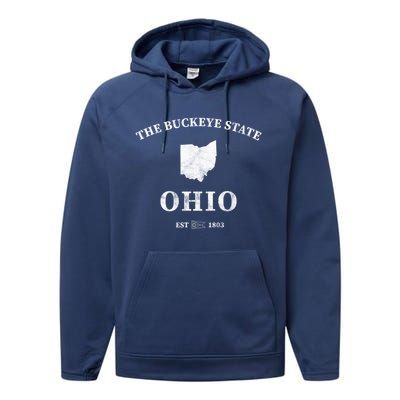 Ohio The Buckeye State Gift Performance Fleece Hoodie