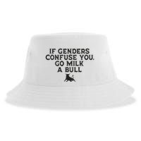 On The Back If Genders Confuse You Go Milk A Bull Meme Sustainable Bucket Hat