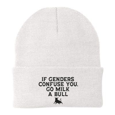 On The Back If Genders Confuse You Go Milk A Bull Meme Beanie