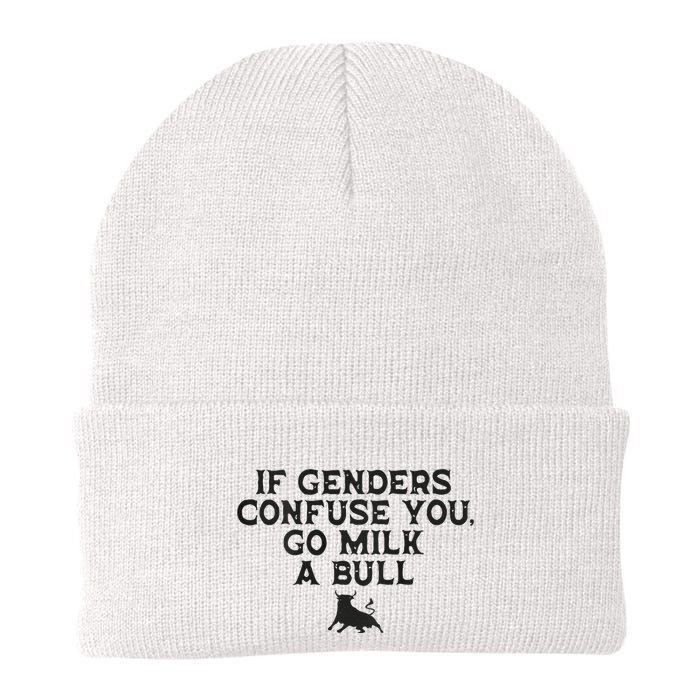 On The Back If Genders Confuse You Go Milk A Bull Meme Beanie