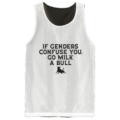 On The Back If Genders Confuse You Go Milk A Bull Meme Mesh Reversible Basketball Jersey Tank