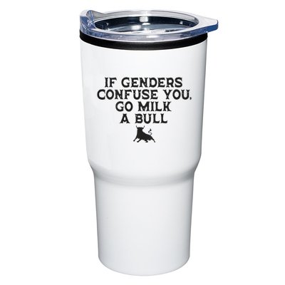 On The Back If Genders Confuse You Go Milk A Bull Meme Tumbler