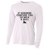 On The Back If Genders Confuse You Go Milk A Bull Meme Cooling Performance Long Sleeve Crew