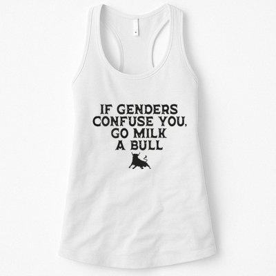 On The Back If Genders Confuse You Go Milk A Bull Meme Womens Tank Top