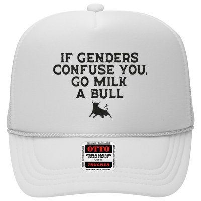 On The Back If Genders Confuse You Go Milk A Bull Meme Trucker Hat