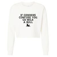 On The Back If Genders Confuse You Go Milk A Bull Meme Cropped Pullover Crew