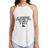 On The Back If Genders Confuse You Go Milk A Bull Meme Women's Perfect Tri Rocker Tank