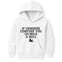 On The Back If Genders Confuse You Go Milk A Bull Meme Kids Hoodie