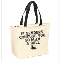 On The Back If Genders Confuse You Go Milk A Bull Zip Tote Bag