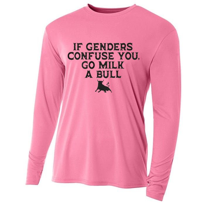 On The Back If Genders Confuse You Go Milk A Bull Cooling Performance Long Sleeve Crew