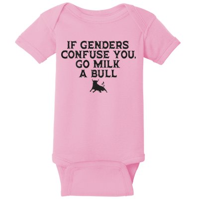 On The Back If Genders Confuse You Go Milk A Bull Baby Bodysuit