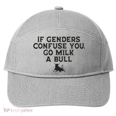 On The Back If Genders Confuse You Go Milk A Bull 7-Panel Snapback Hat