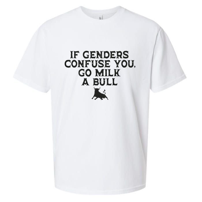On The Back If Genders Confuse You Go Milk A Bull Sueded Cloud Jersey T-Shirt