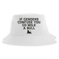 On The Back If Genders Confuse You Go Milk A Bull Sustainable Bucket Hat