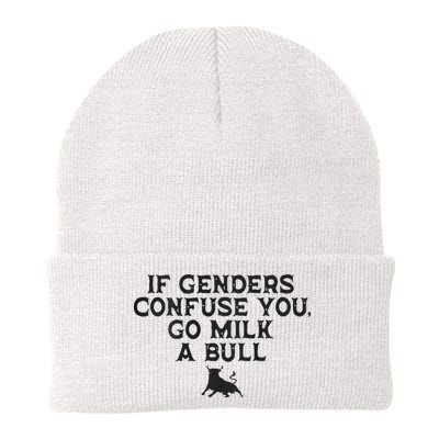 On The Back If Genders Confuse You Go Milk A Bull Beanie