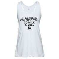 On The Back If Genders Confuse You Go Milk A Bull Ladies Essential Flowy Tank