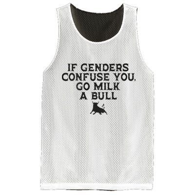 On The Back If Genders Confuse You Go Milk A Bull Mesh Reversible Basketball Jersey Tank