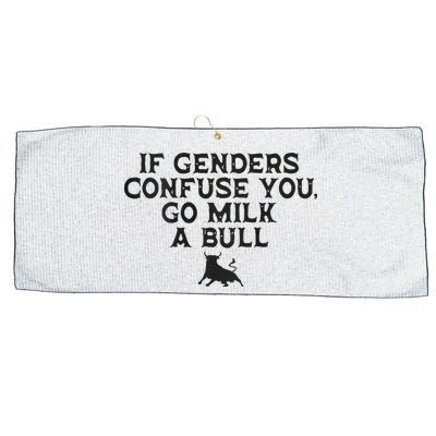 On The Back If Genders Confuse You Go Milk A Bull Large Microfiber Waffle Golf Towel
