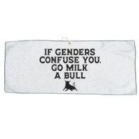 On The Back If Genders Confuse You Go Milk A Bull Large Microfiber Waffle Golf Towel