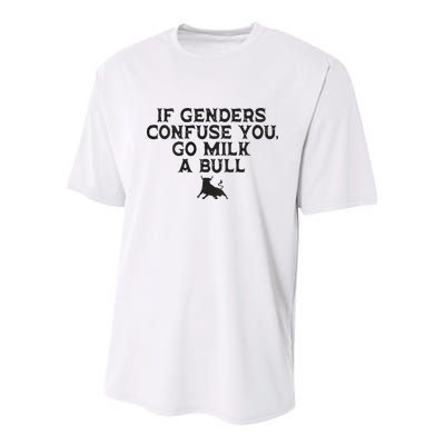 On The Back If Genders Confuse You Go Milk A Bull Youth Performance Sprint T-Shirt
