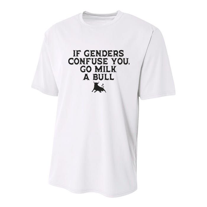 On The Back If Genders Confuse You Go Milk A Bull Youth Performance Sprint T-Shirt