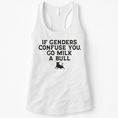 On The Back If Genders Confuse You Go Milk A Bull Womens Tank Top