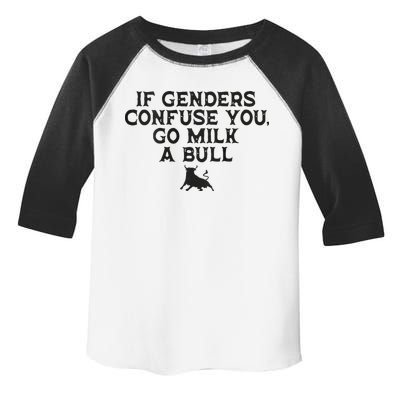 On The Back If Genders Confuse You Go Milk A Bull Toddler Fine Jersey T-Shirt