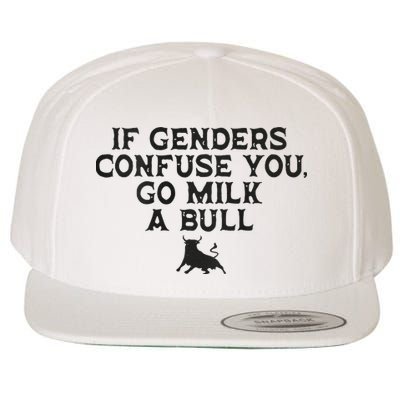 On The Back If Genders Confuse You Go Milk A Bull Wool Snapback Cap