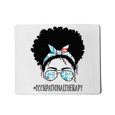 Occupational Therapy Black Afro Messy Bun African American Mousepad