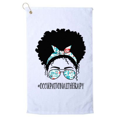 Occupational Therapy Black Afro Messy Bun African American Platinum Collection Golf Towel