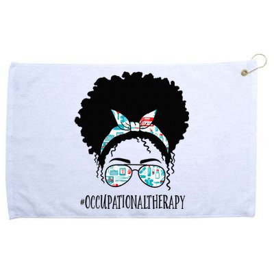 Occupational Therapy Black Afro Messy Bun African American Grommeted Golf Towel